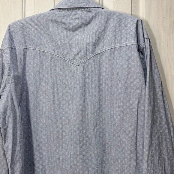 Men Wrangler Pearl Snap Retro Western XL LS Retro Geometric Rodeo Cowboy Work - Picture 7 of 12